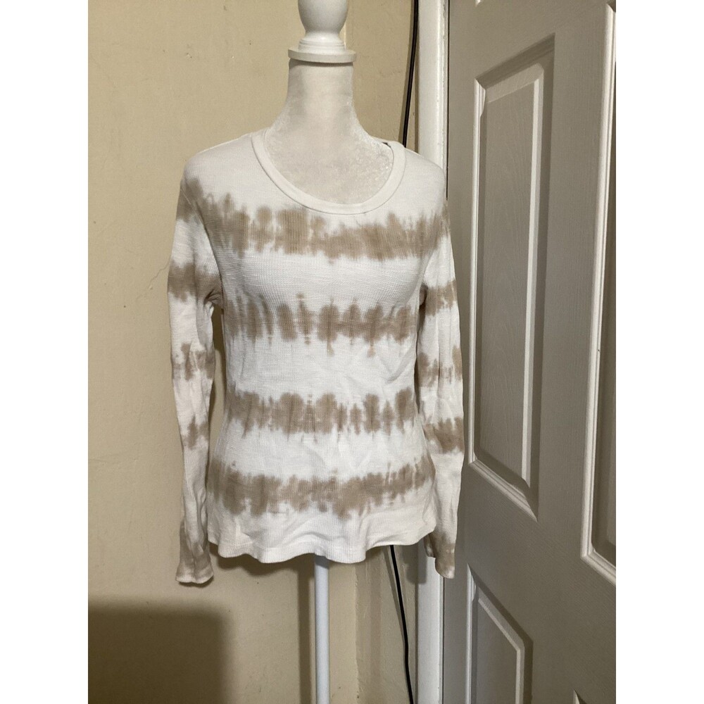 Christina Lehr Shirt Womens Large Waffle Knit Tie Dye Long Sleeve Made in USA